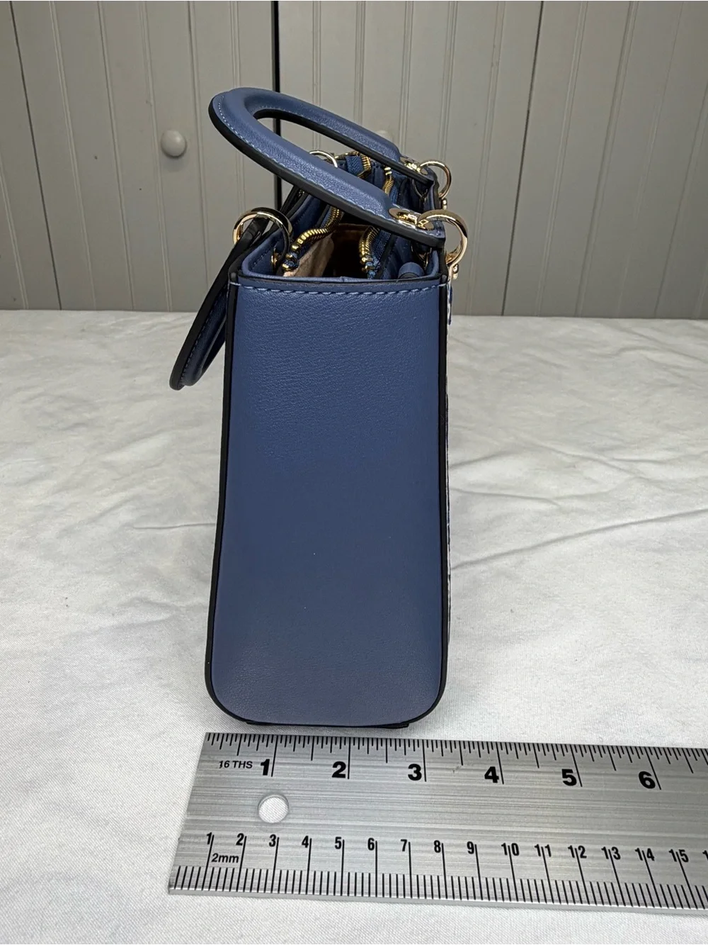 Sino Blue Floral Embroidered Small Leather Top-Handle Women’s Bag. NEW!